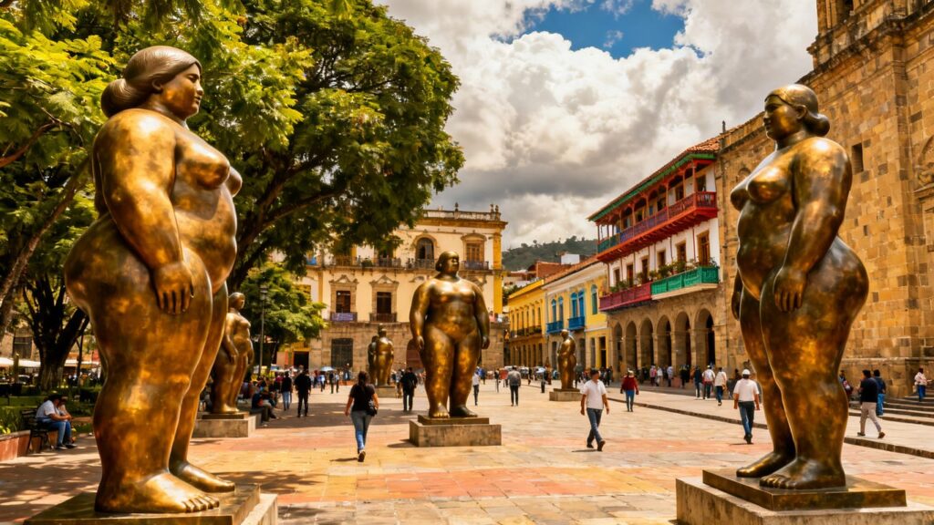 Bronze sculptures by Fernando Botero in Plaza Botero Medellin