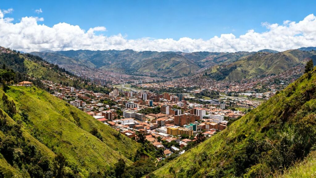 Medellin cityscape panorama from Pueblito Paisa viewpoint.