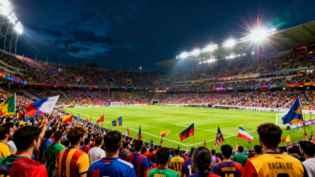 Football match at Atanasio Girardot Stadium in Medellin.