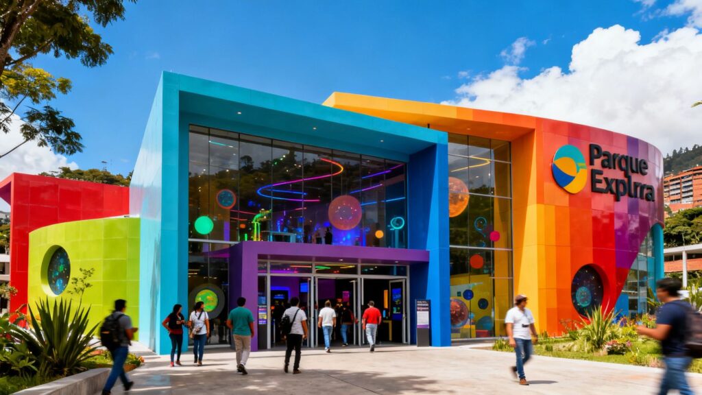 Parque Explora science museum exterior in Medellín, Colombia.