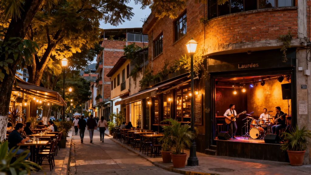 Where can you find live music venues in Laureles, Medellín?