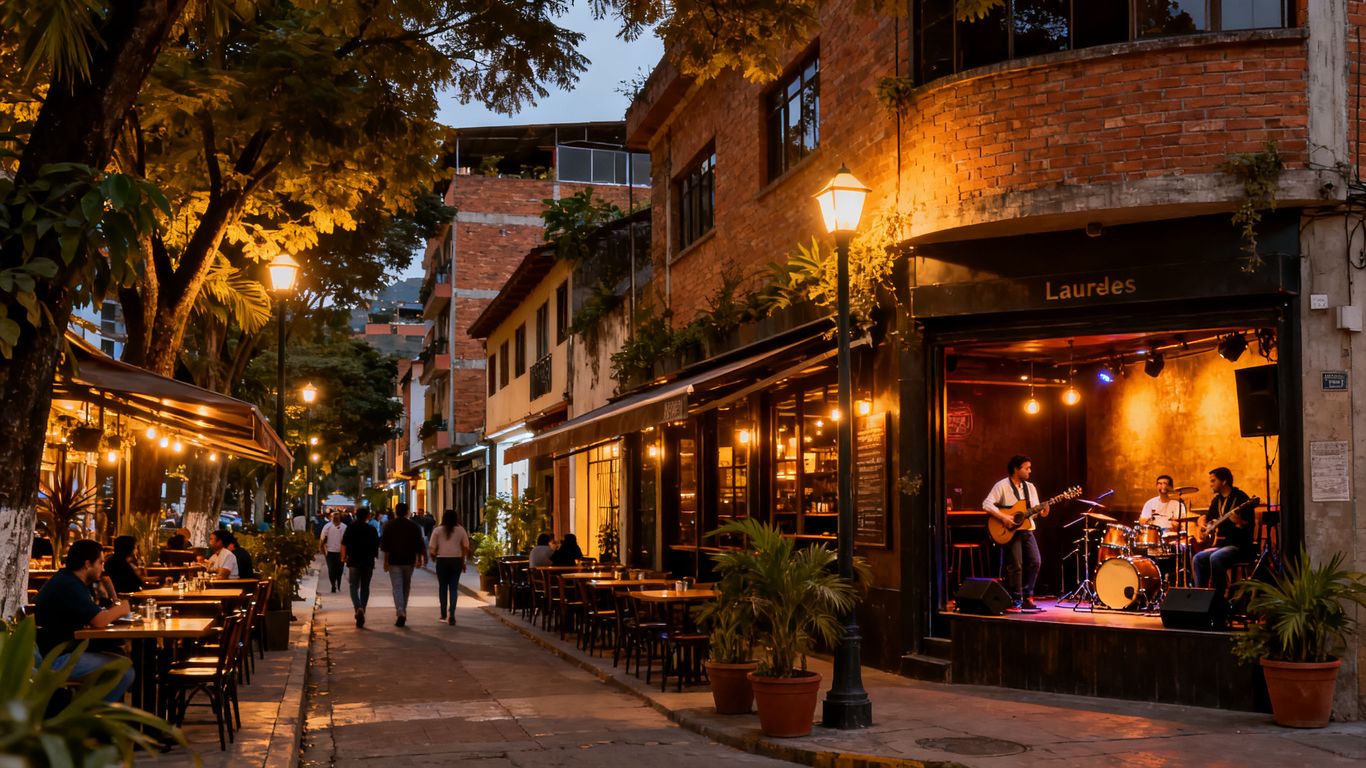 Where can you find live music venues in Laureles, Medellín?