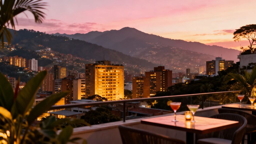 What are the best sunset views at Medellín rooftop bars?