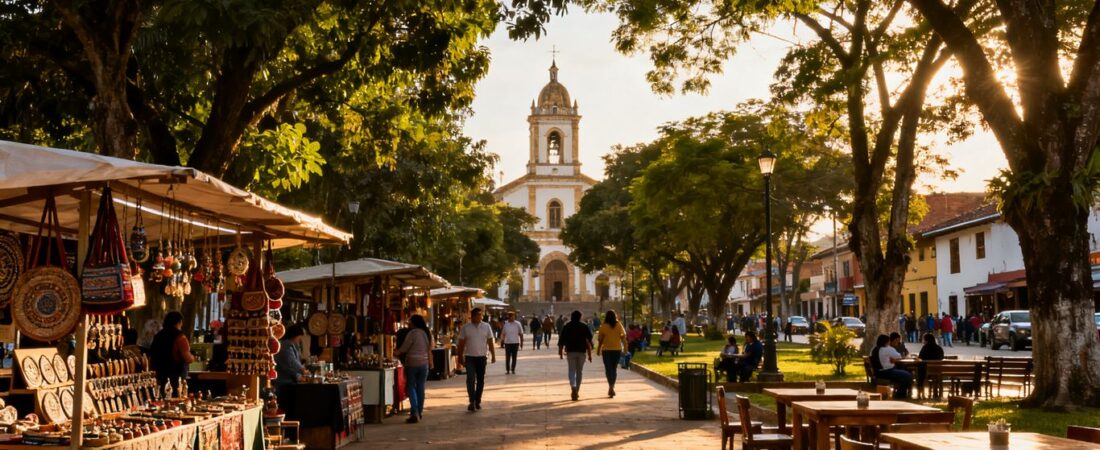 What should you know before visiting the local artisan market at Sabaneta Park?